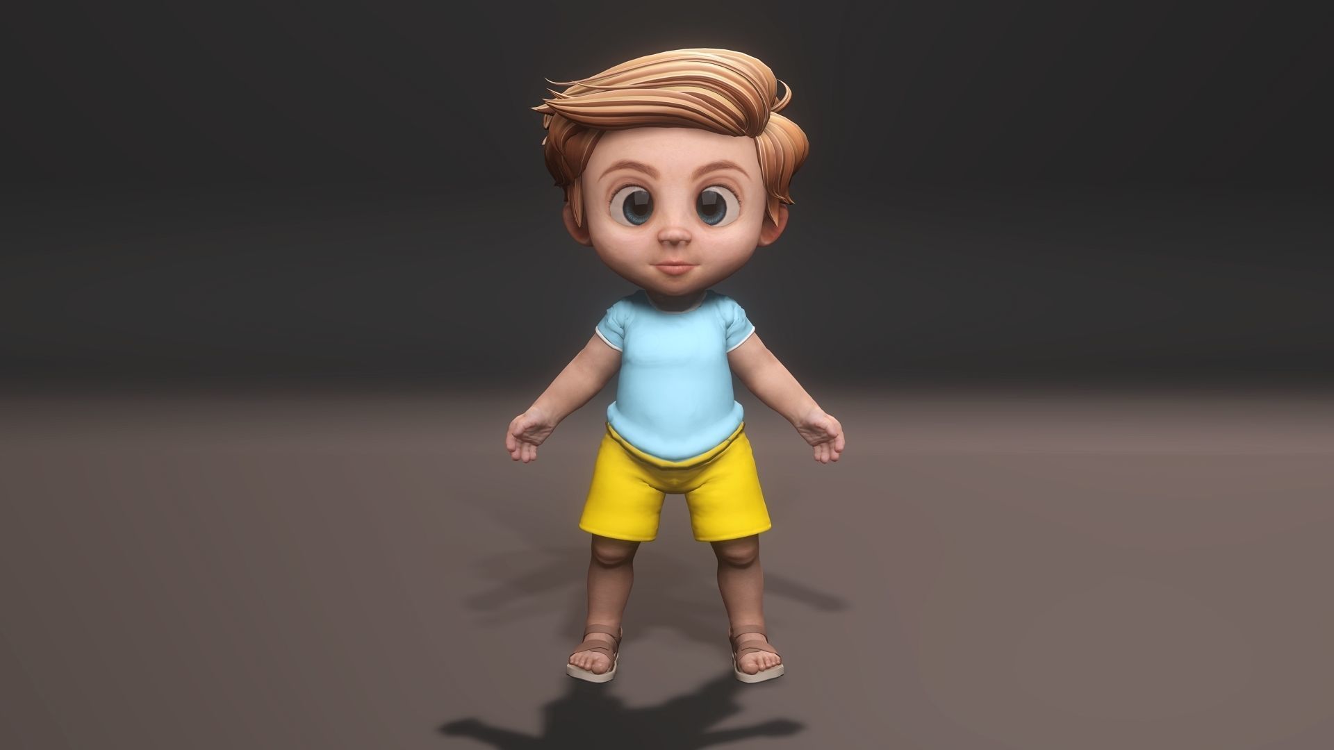 Male Kids Rigged 3D model Low-poly 3D model_2