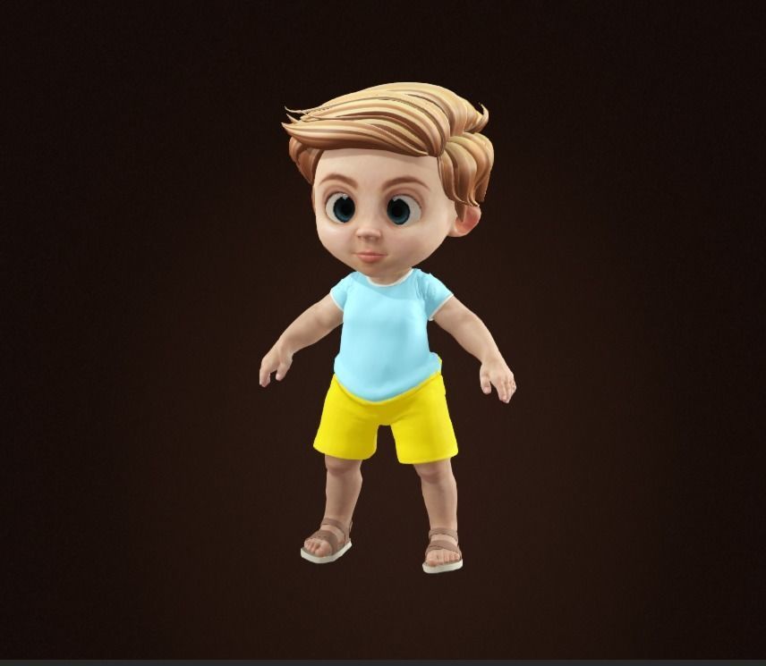 Male Kids Rigged 3D model Low-poly 3D model_3