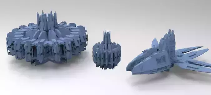 Sci-Fi dark Platforms 3 Monoliths