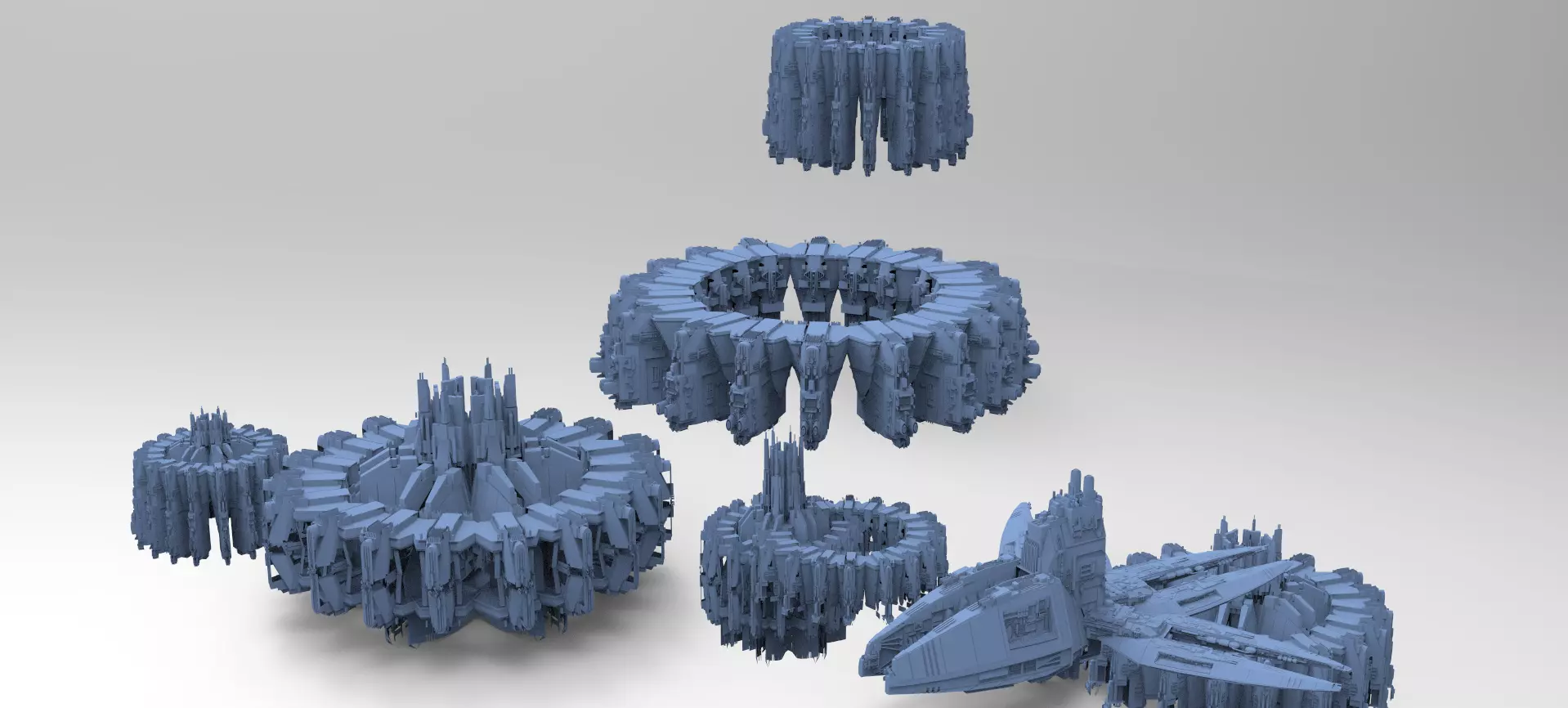 Sci-Fi dark Platforms 6 Monoliths 3D model