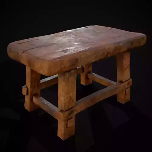Rustic Varnished Cracked Stool Low-poly 3D model