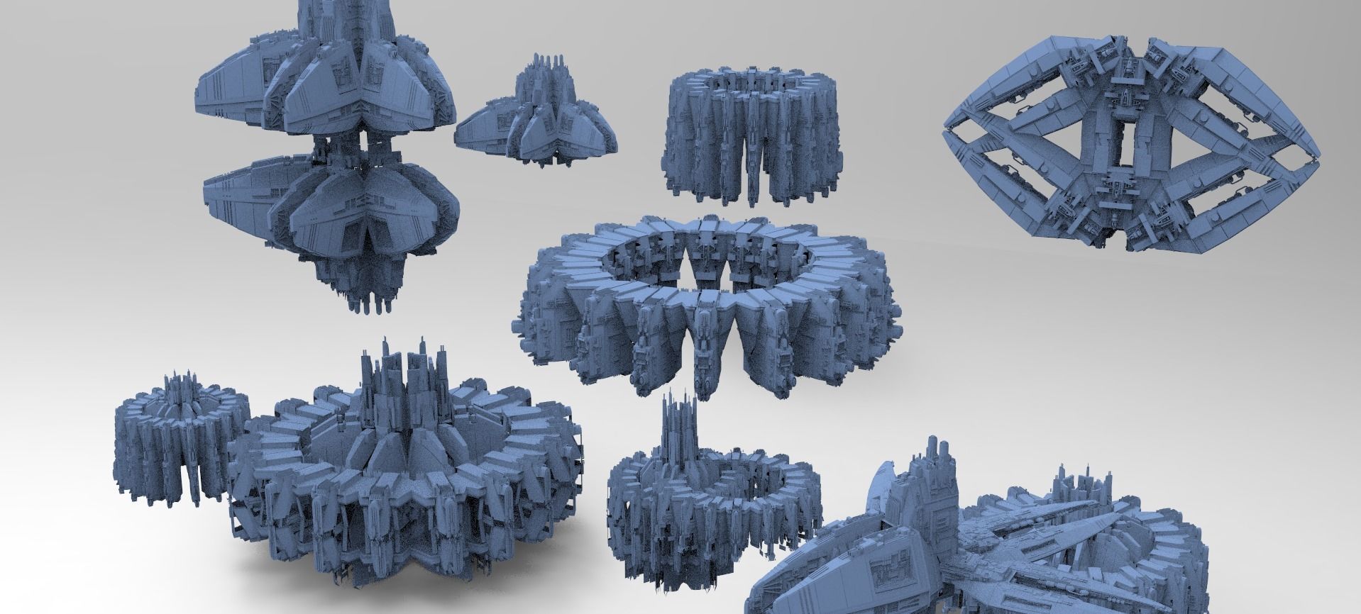 Sci-Fi dark Platforms 8 Monoliths  3D model_1