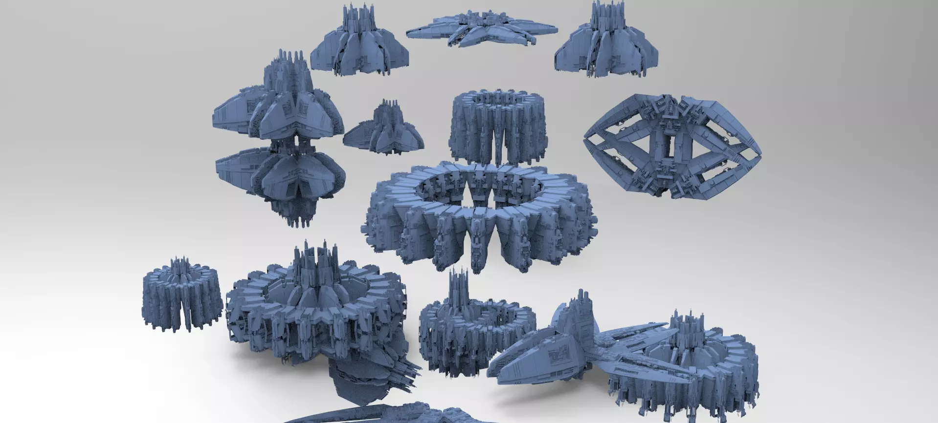 Sci-Fi dark Platforms 12 Monoliths  3D model_0