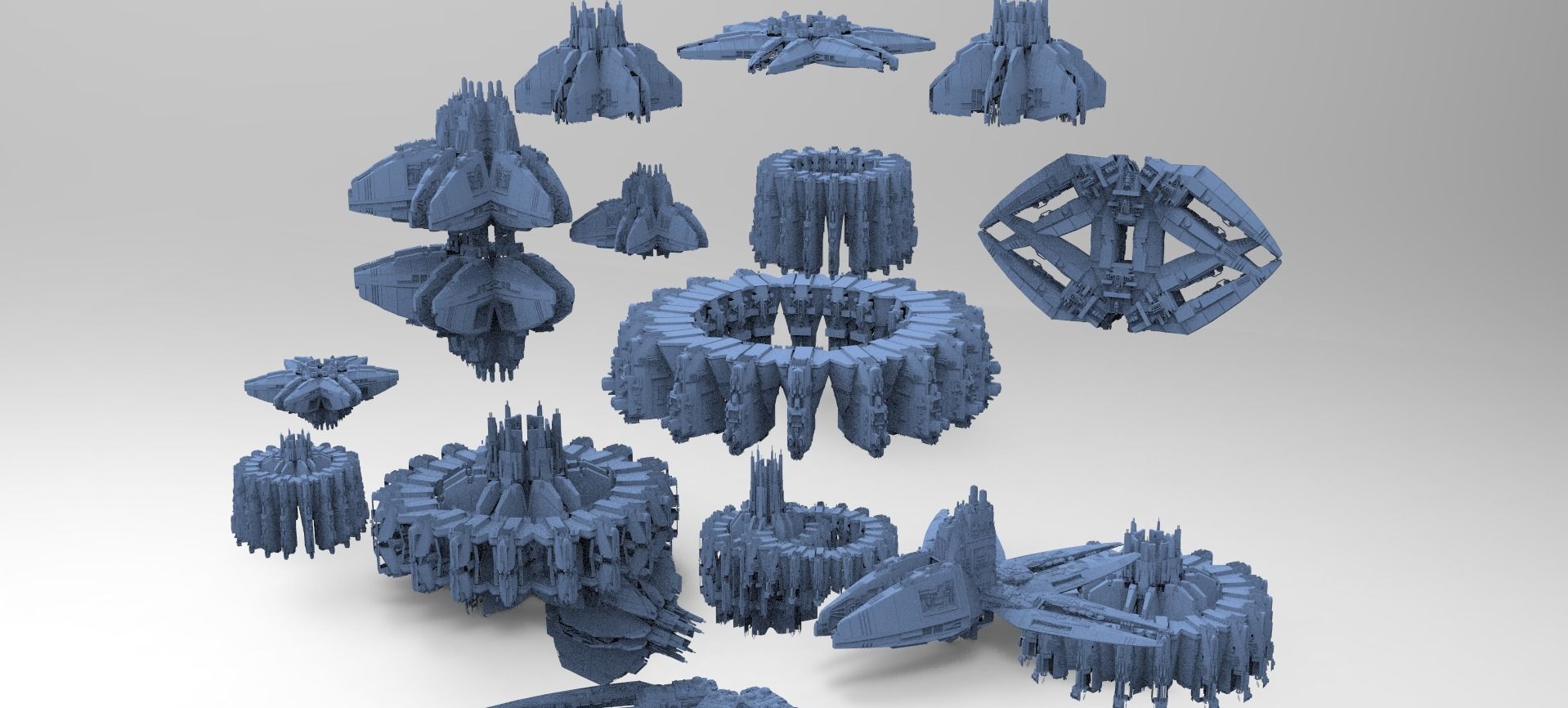 Sci-Fi dark Platforms 12 Monoliths  3D model_1