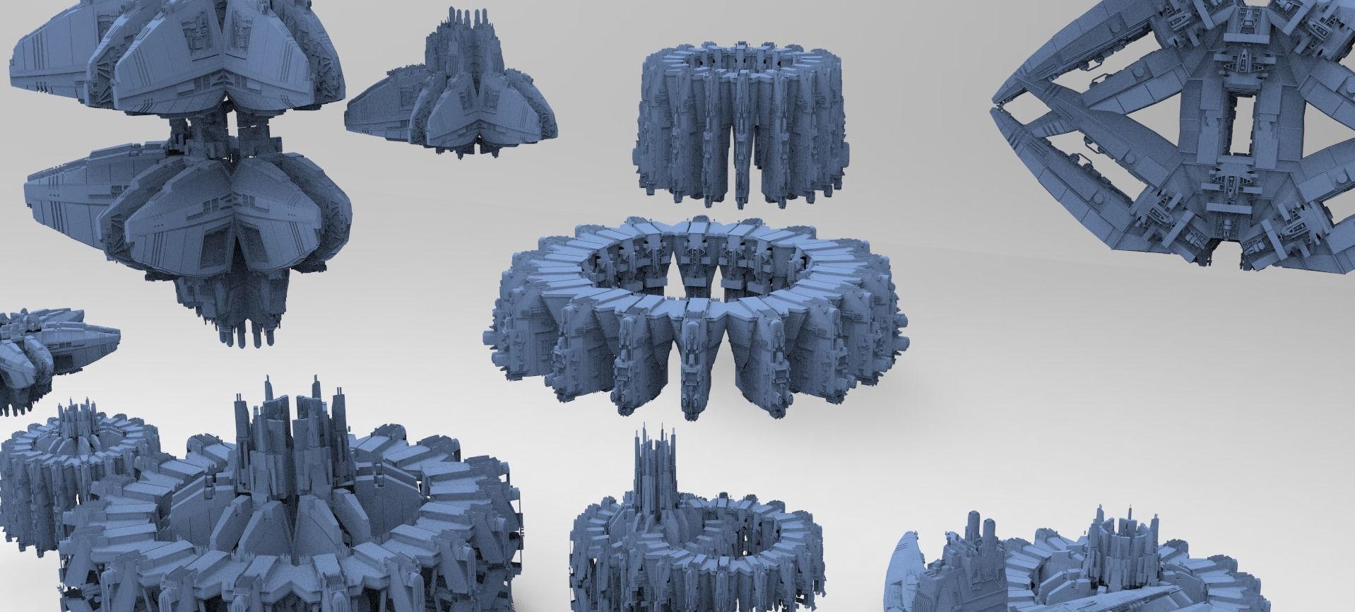 Sci-Fi dark Platforms 12 Monoliths  3D model_2