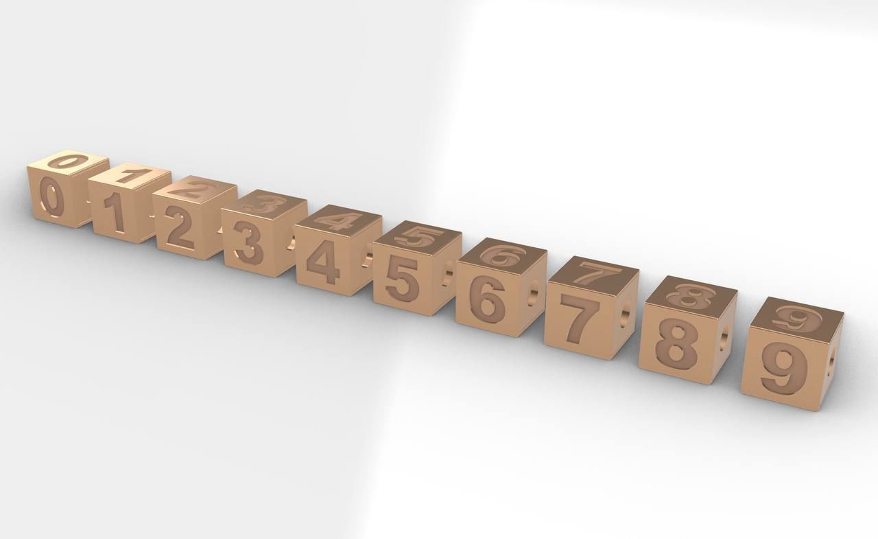 Plain 4 Cube Black Number pendant  3D print model_15