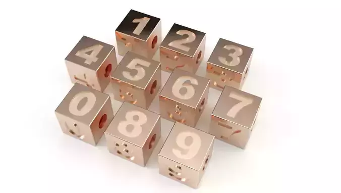 Plain 4 Cube Black Number pendant  3D print model