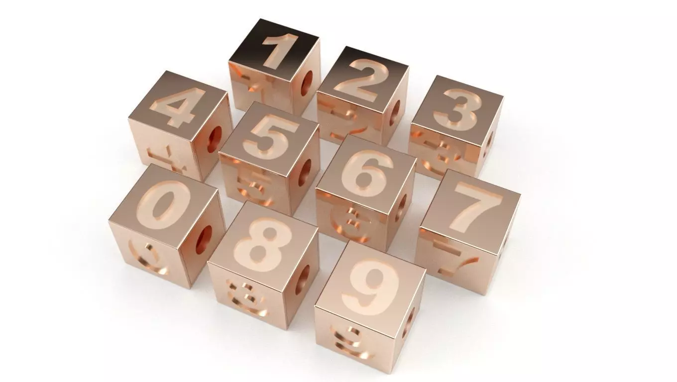 Plain 4 Cube Black Number pendant  3D print model_0