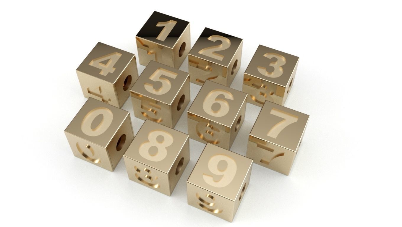 Plain 4 Cube Black Number pendant  3D print model_2