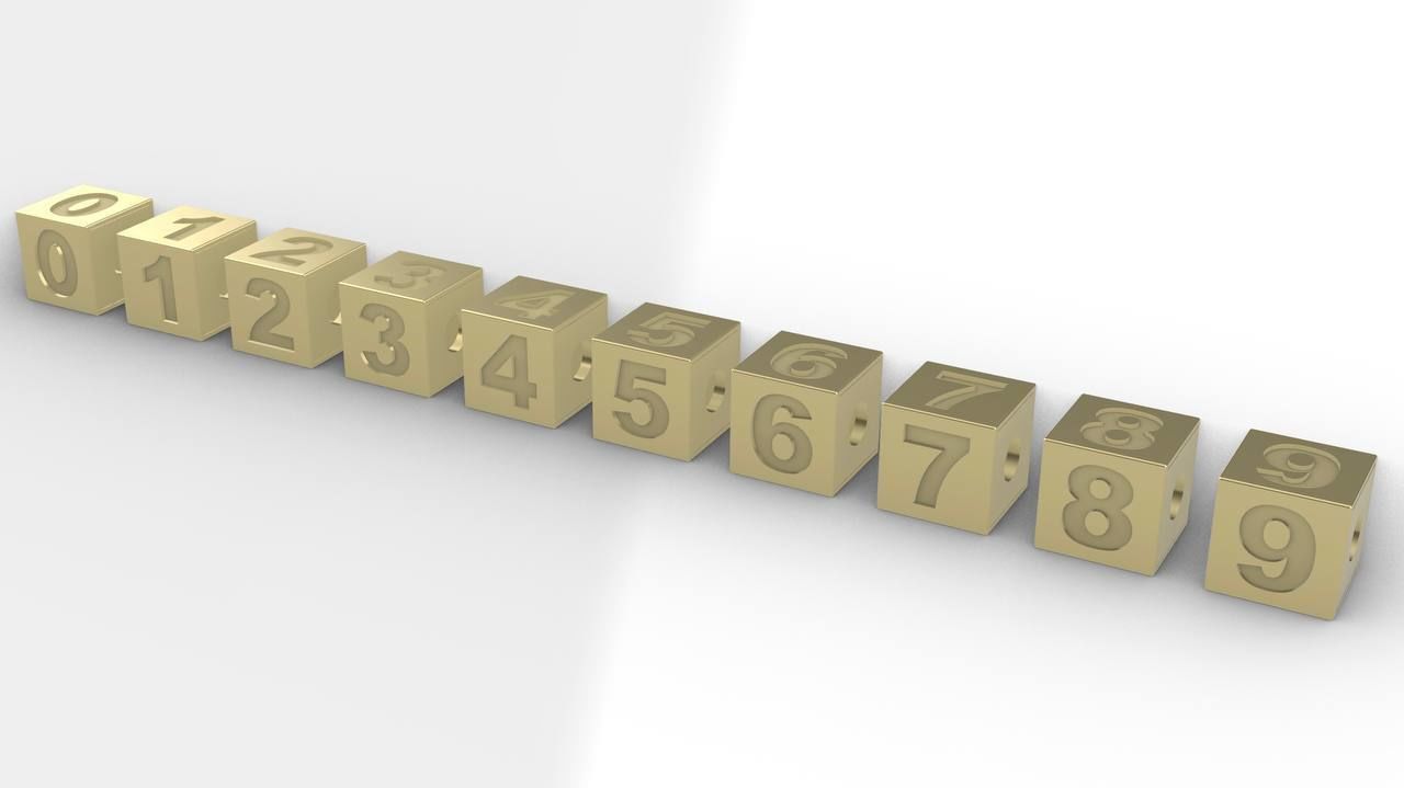 Plain 4 Cube Black Number pendant  3D print model_14