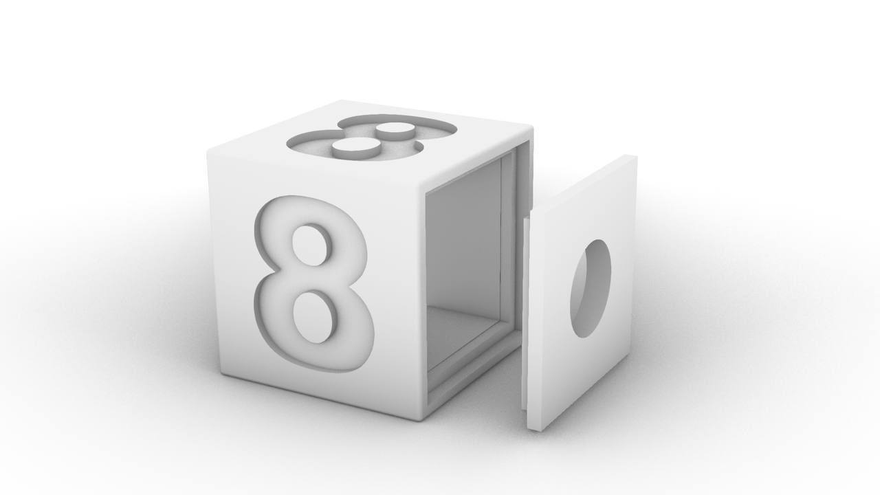 Plain 4 Cube Black Number pendant  3D print model_8