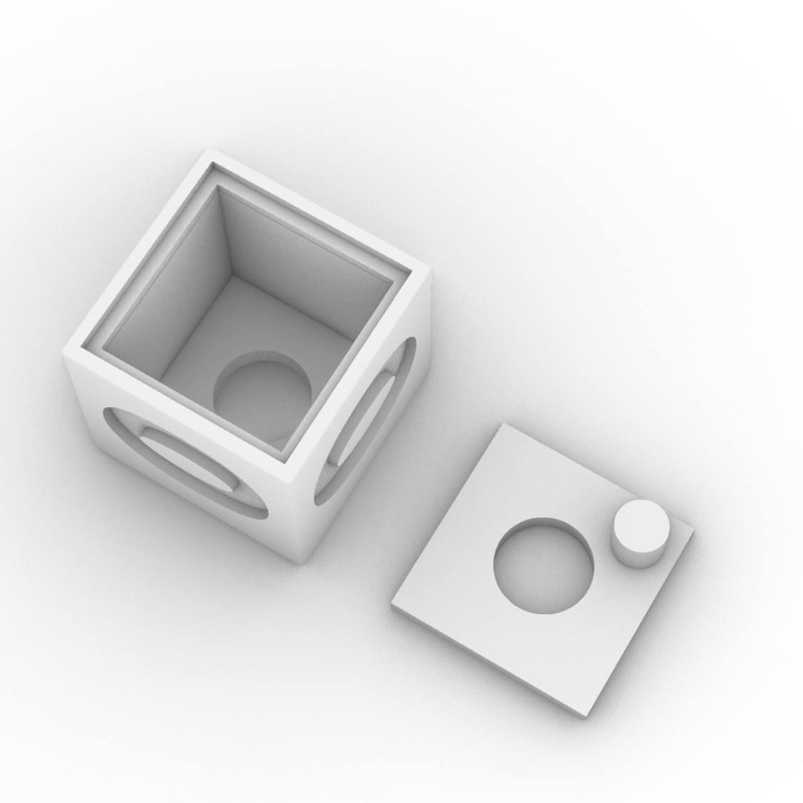 Plain 4 Cube Black Number pendant  3D print model_16