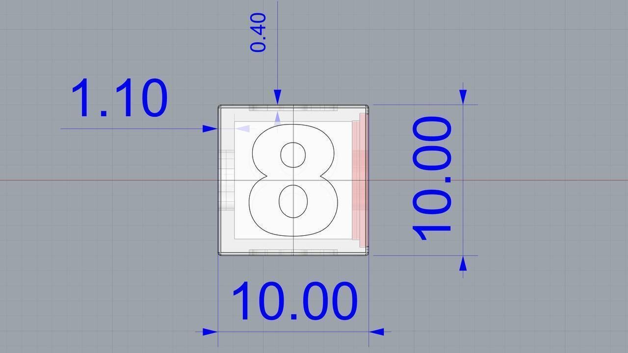 Plain 4 Cube Black Number pendant  3D print model_11