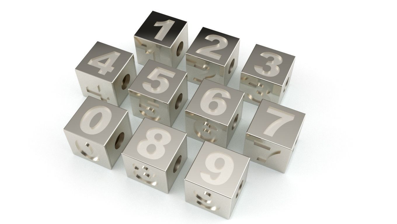 Plain 4 Cube Black Number pendant  3D print model_3