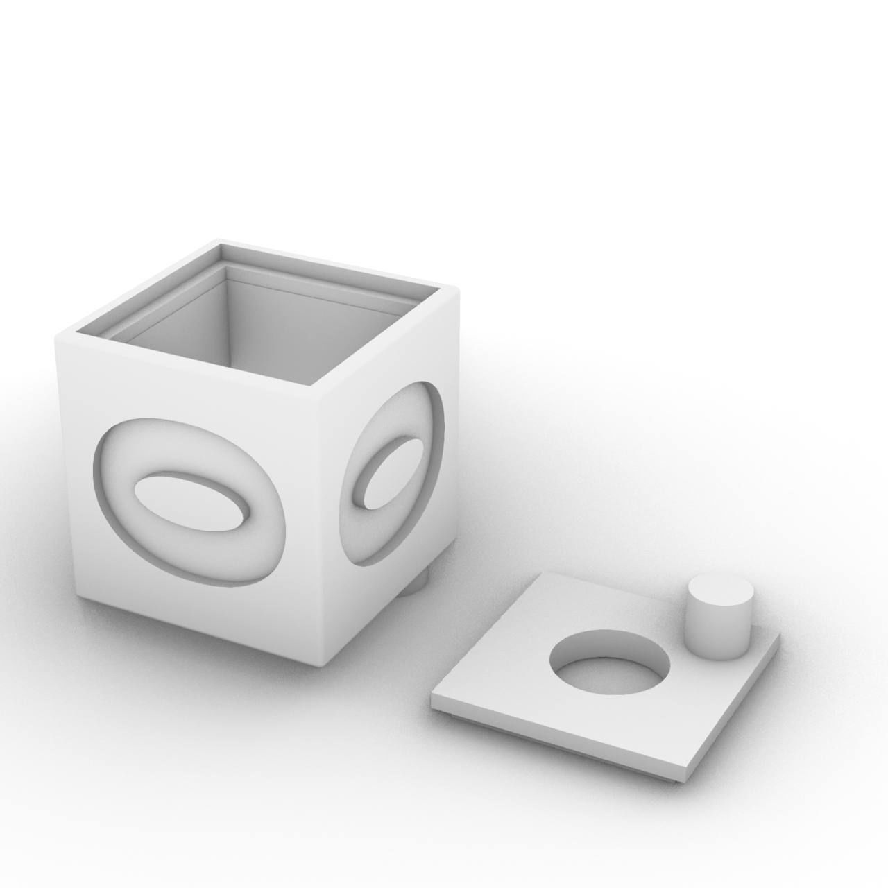 Plain 4 Cube Black Number pendant  3D print model_17