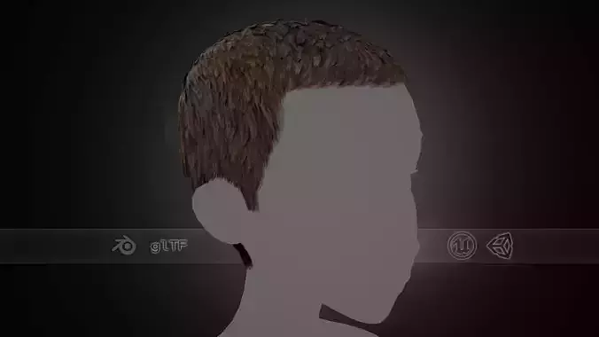 Male Hair Cards Style 3 - Short Hair Flat Low-poly 3D model