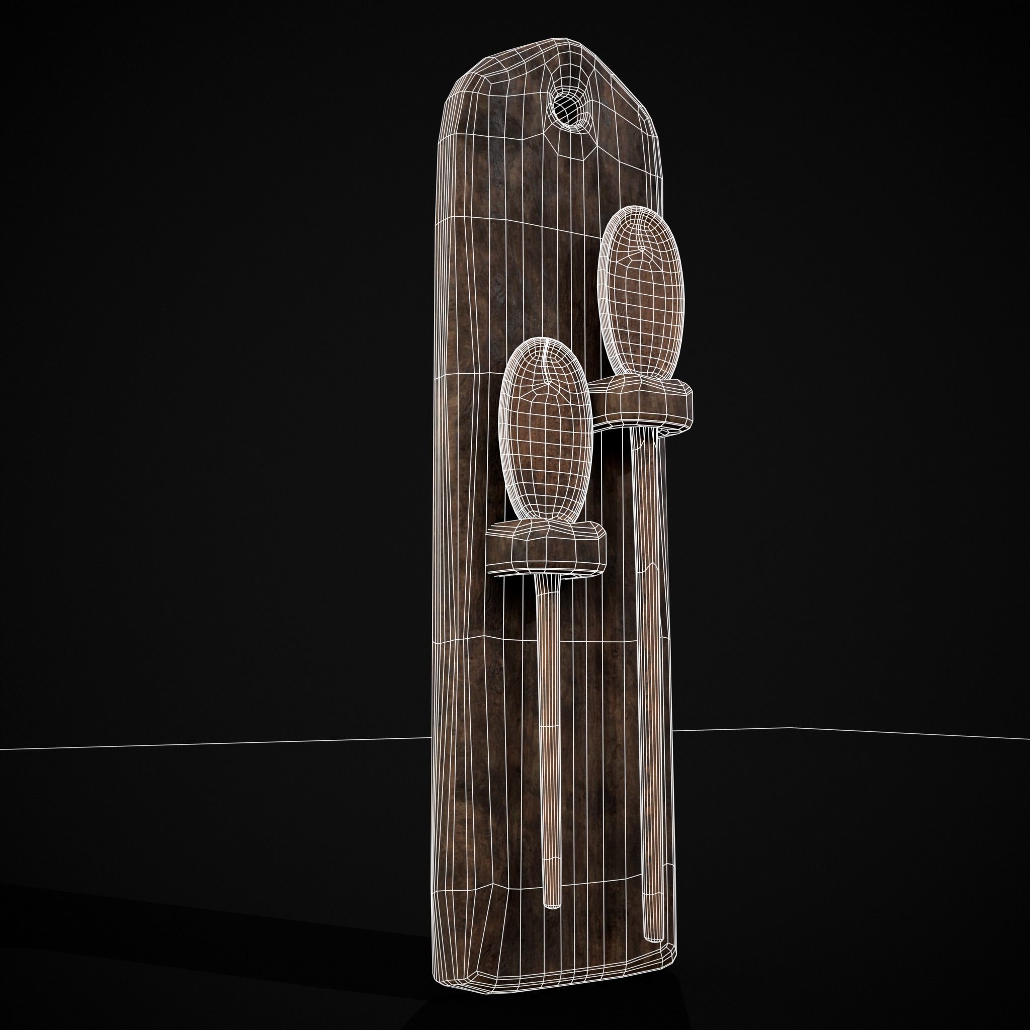 Rustic Hanging Wooden Mixing Spoon Holder Low-poly 3D model_4