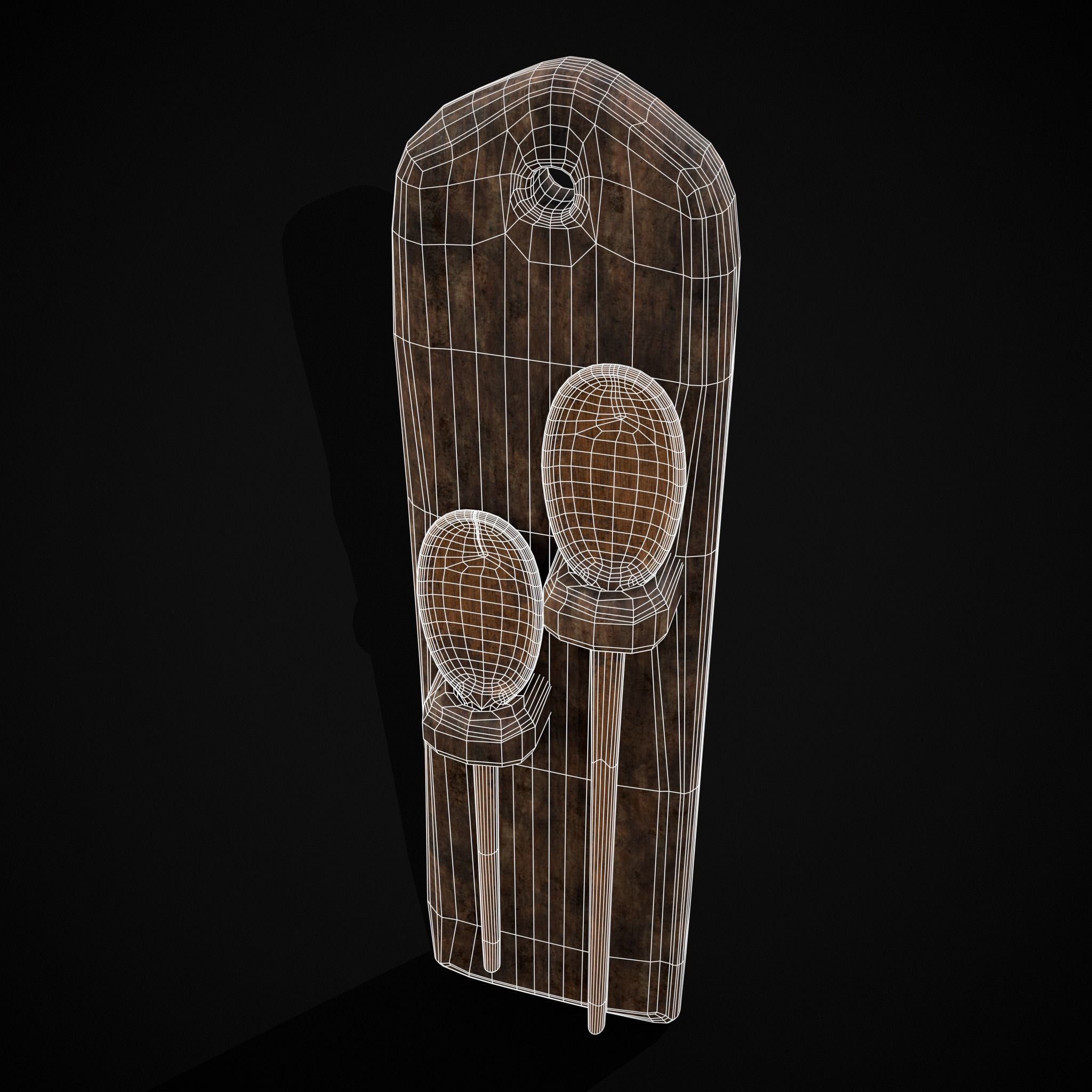 Rustic Hanging Wooden Mixing Spoon Holder Low-poly 3D model_16