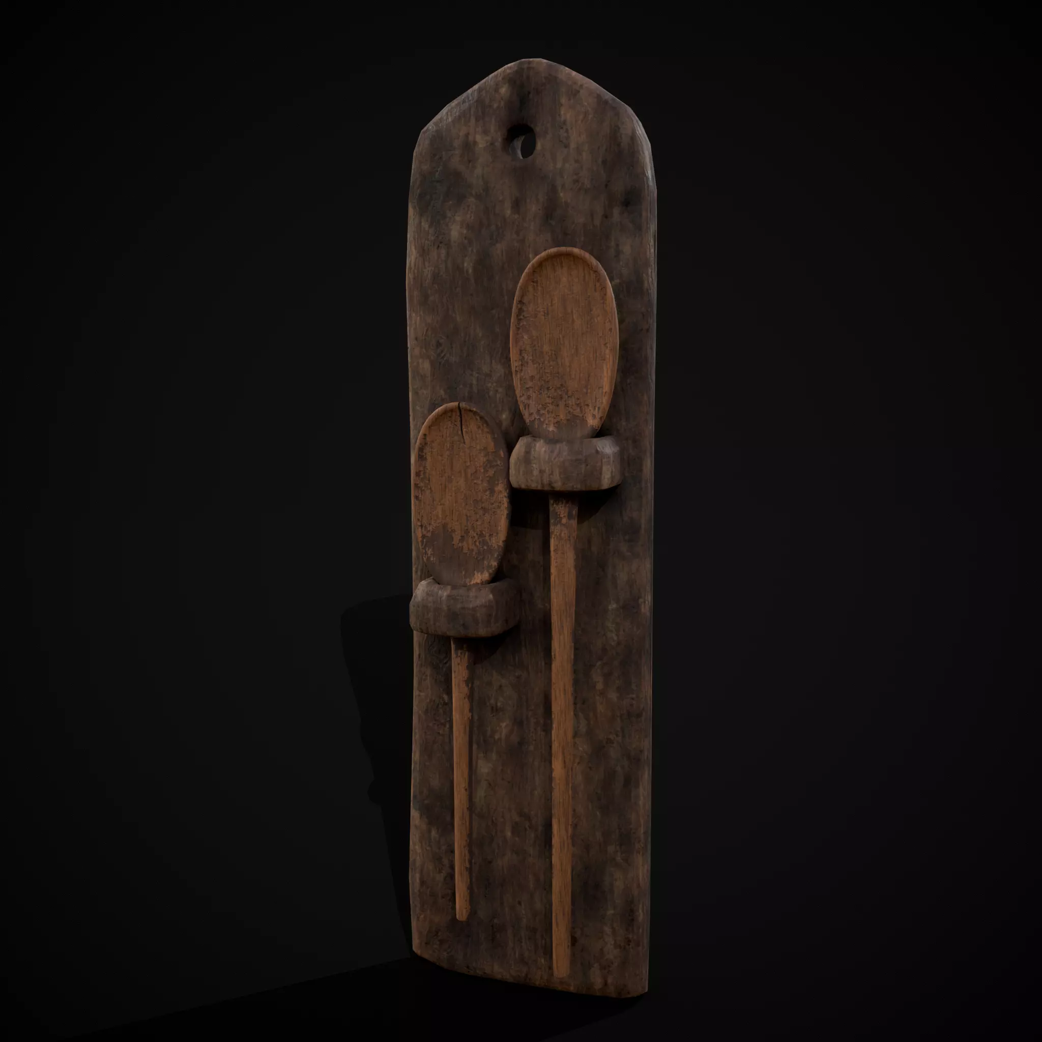 Rustic Hanging Wooden Mixing Spoon Holder Low-poly 3D model_0
