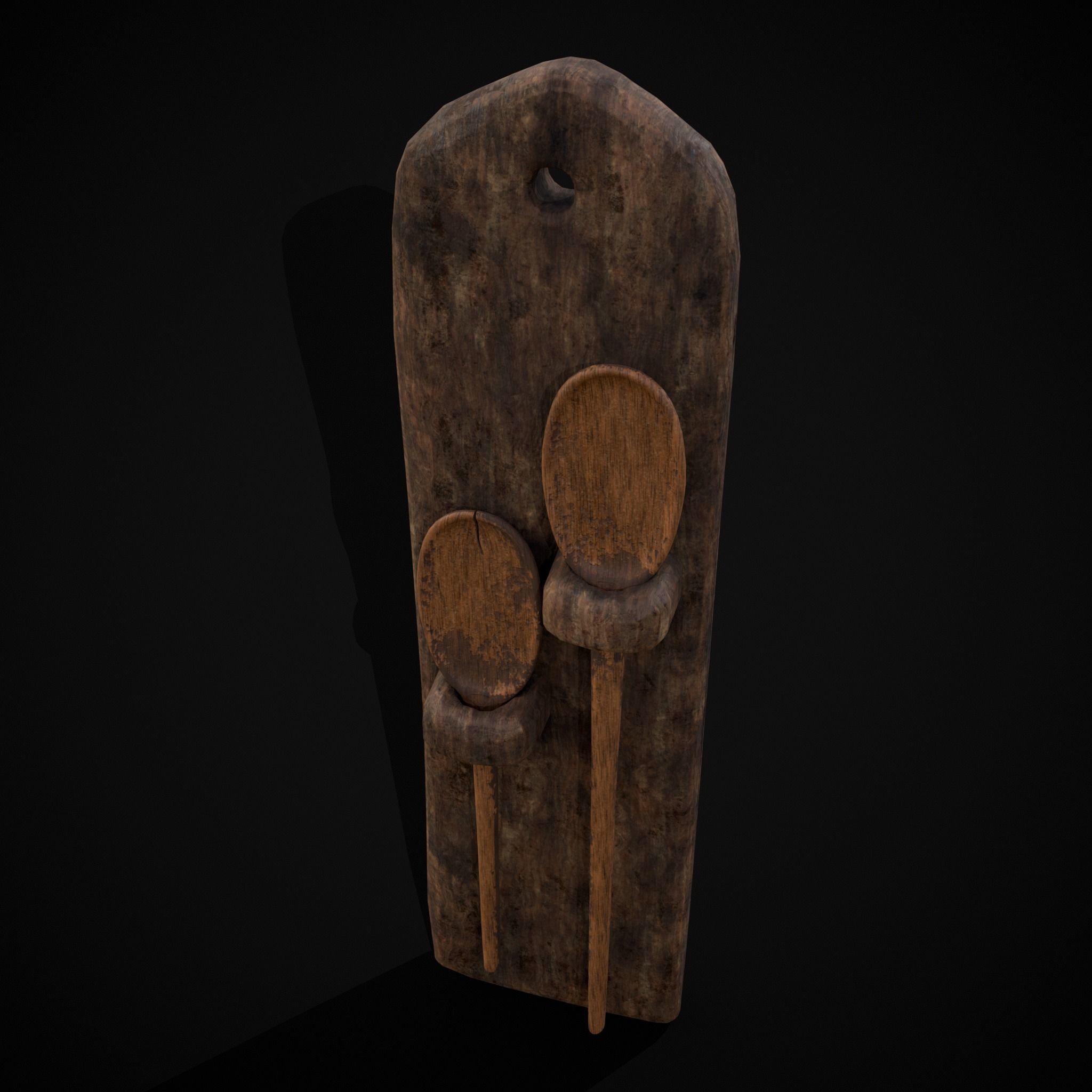 Rustic Hanging Wooden Mixing Spoon Holder Low-poly 3D model_15