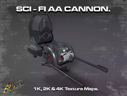 SCI FI AA CANNON Low-poly 3D model