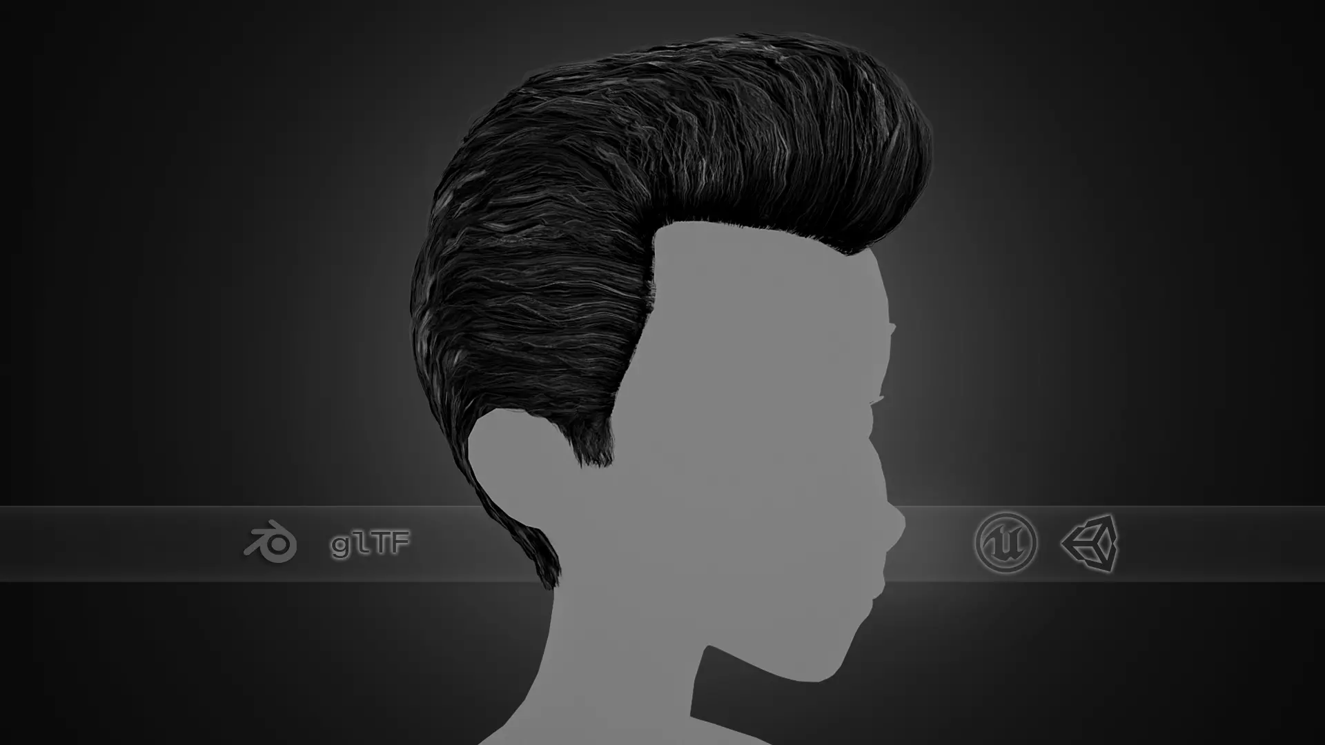 Male Hair Cards Style 4 -Quiff Low-poly 3D model