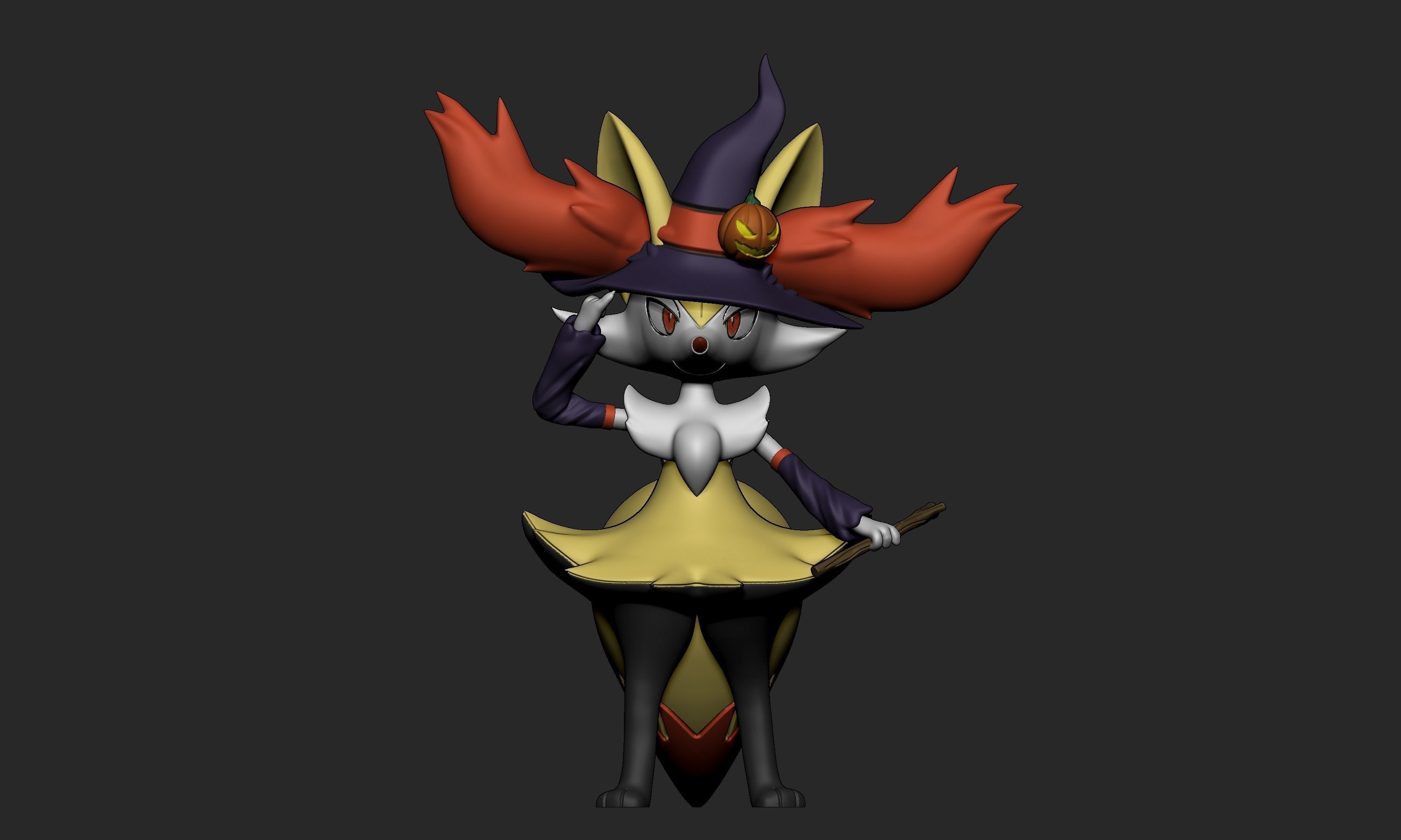 Pokemon braixen witch free 3d model 3d printable cgtrader