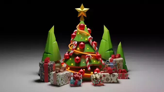 CHRISTMAS TREE BEAUTIFUL WITH GIFTS
