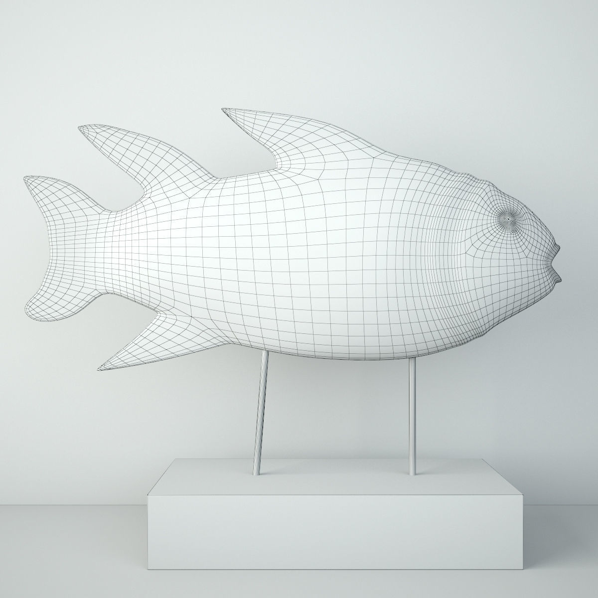 Wooden Fish Sculpture 2 3D model_2
