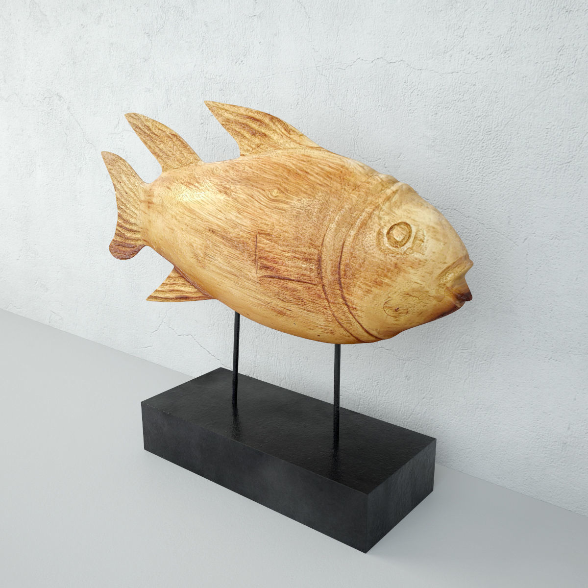 Wooden Fish Sculpture 2 3D model_3