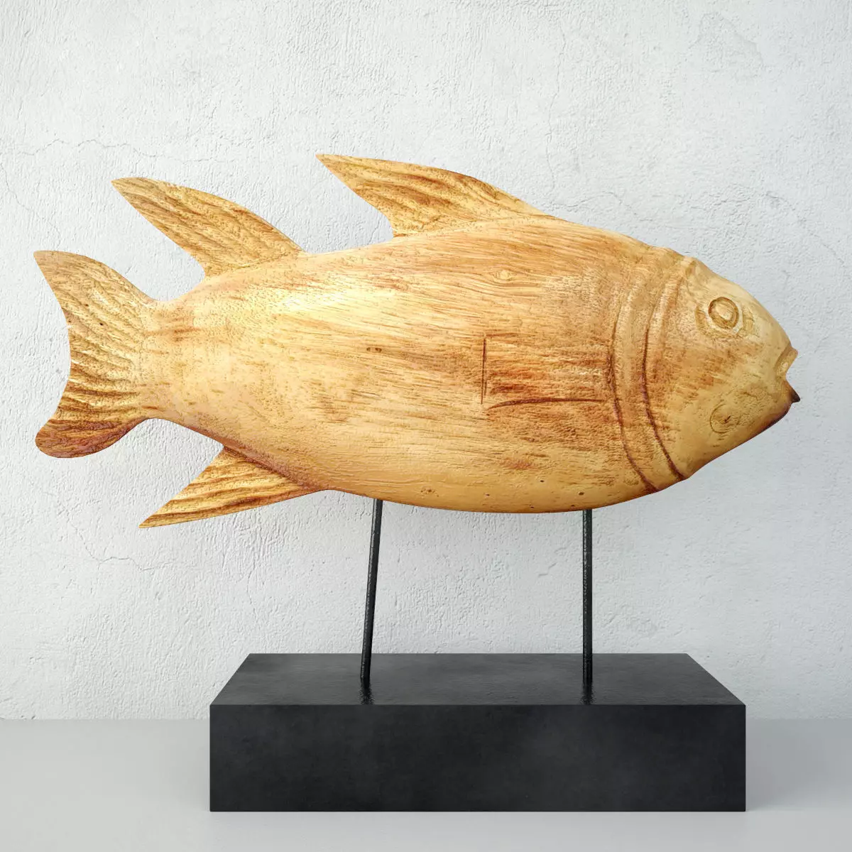 Wooden Fish Sculpture 2 3D model_0