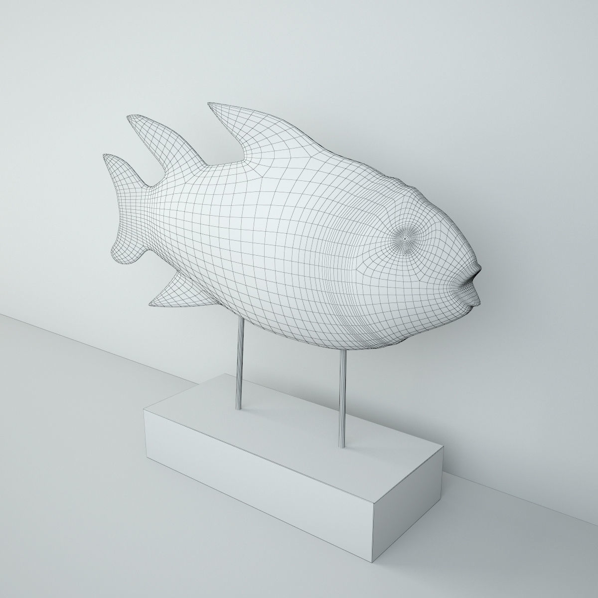 Wooden Fish Sculpture 2 3D model_4
