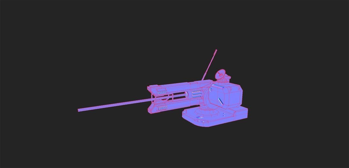 SCI - FI LASER CANNON Low-poly 3D model_8