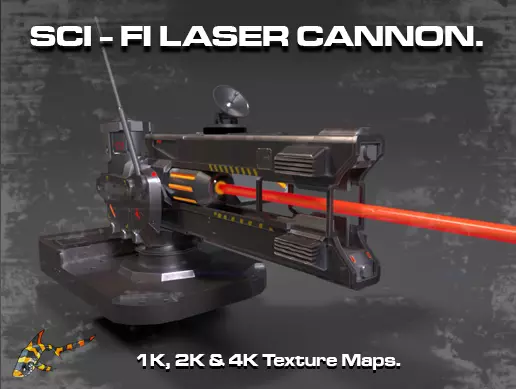 SCI - FI LASER CANNON Low-poly 3D model_0