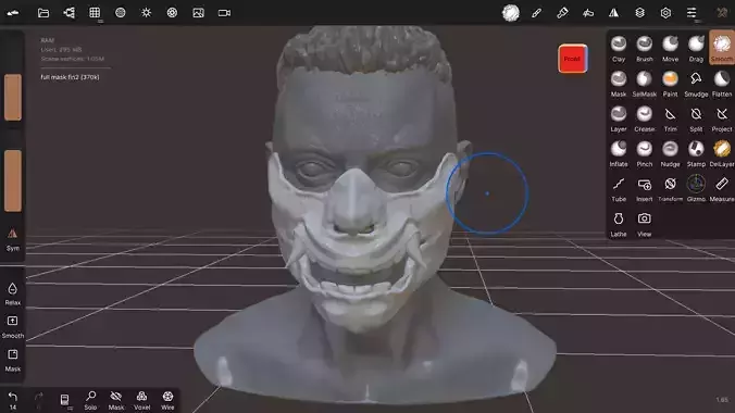 Oni demon half mask 3D print model