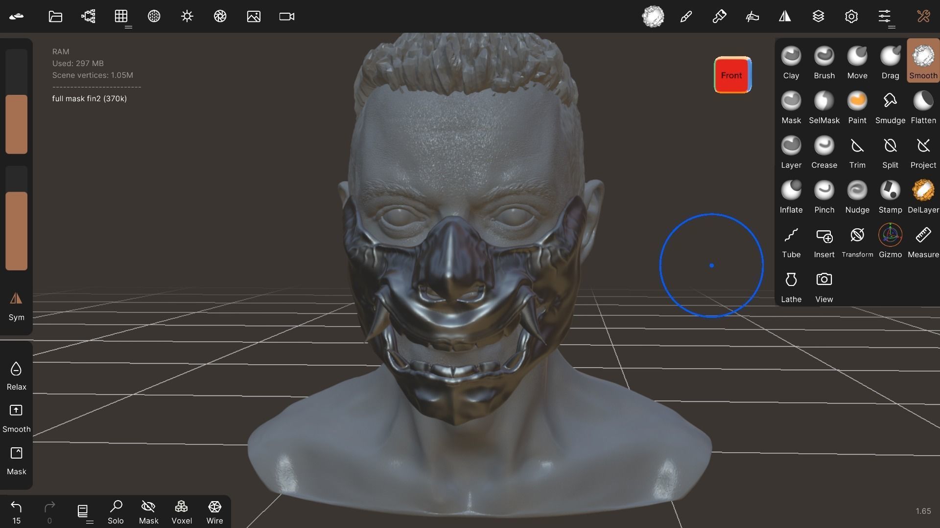 Oni demon half mask 3D print model_1