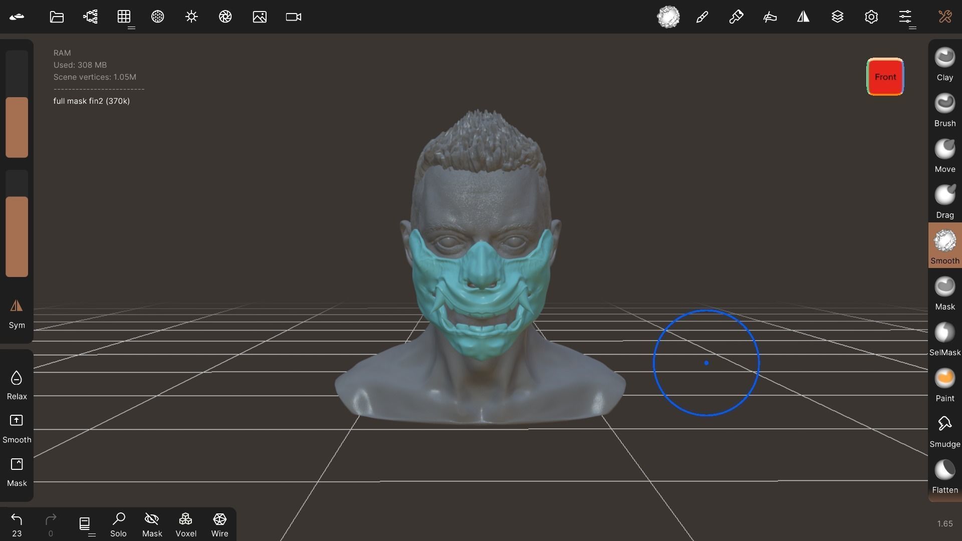 Oni demon half mask 3D print model_9
