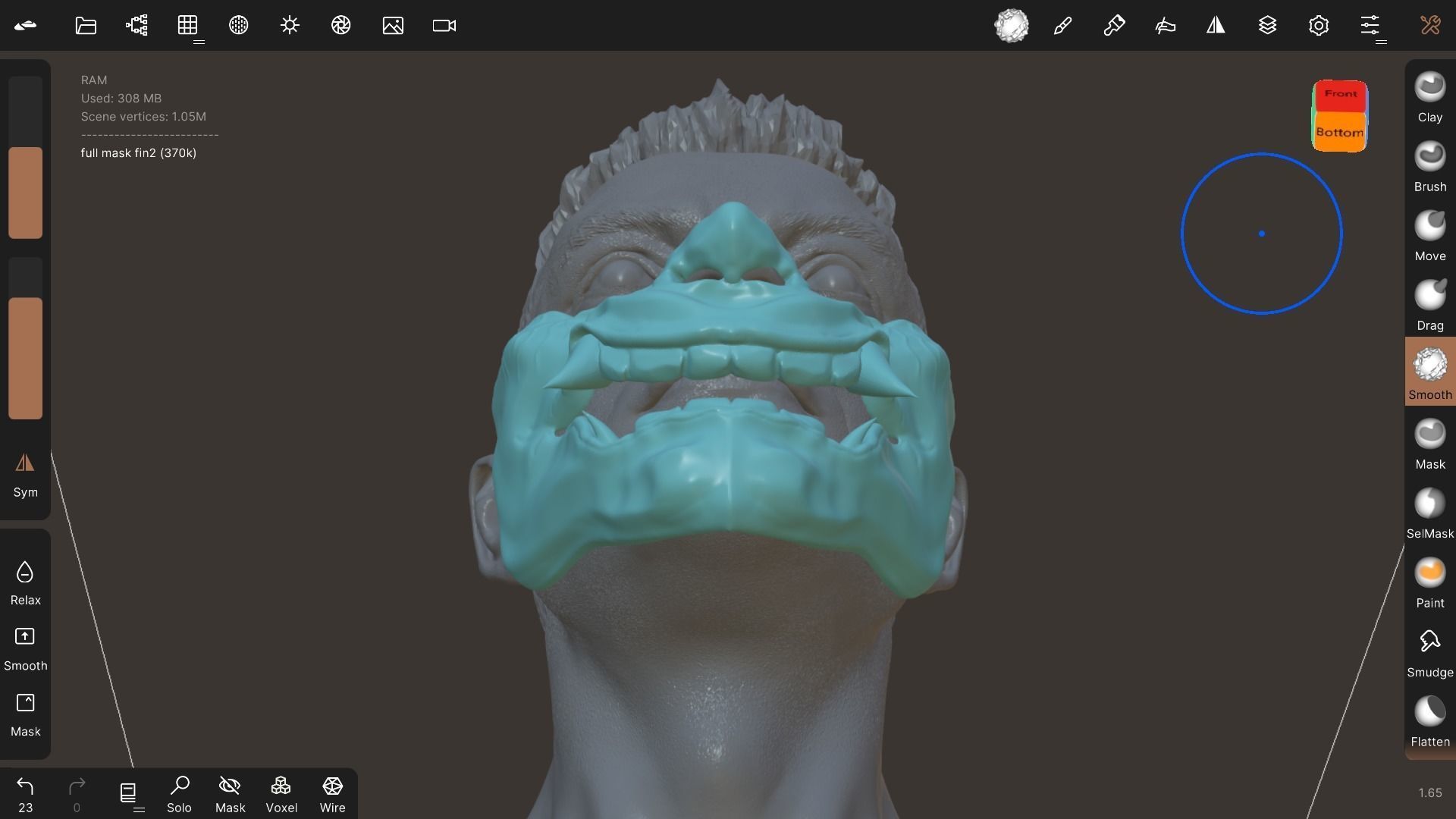 Oni demon half mask 3D print model_7
