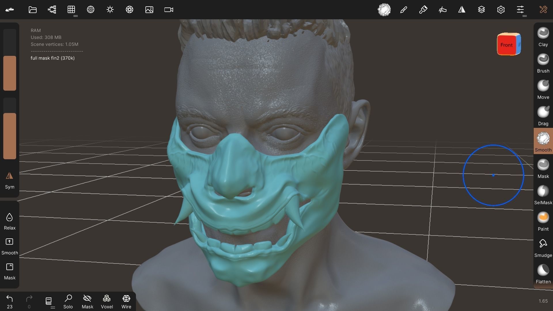 Oni demon half mask 3D print model_6