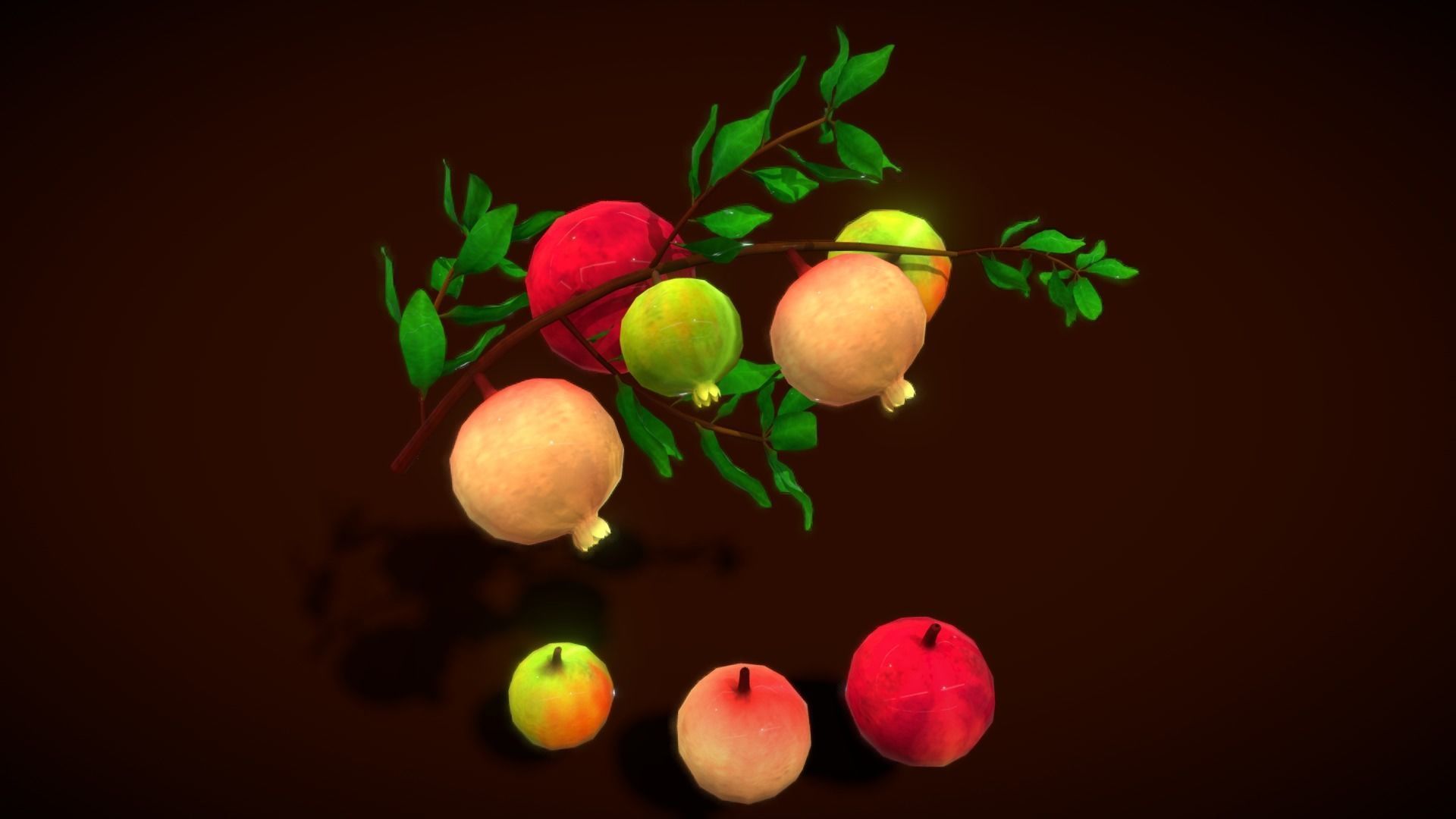 Collection Fruit Path5 Low-poly 3D model_9