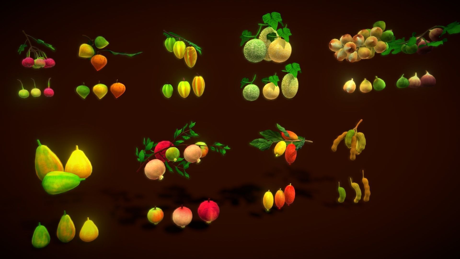 Collection Fruit Path5 Low-poly 3D model_18