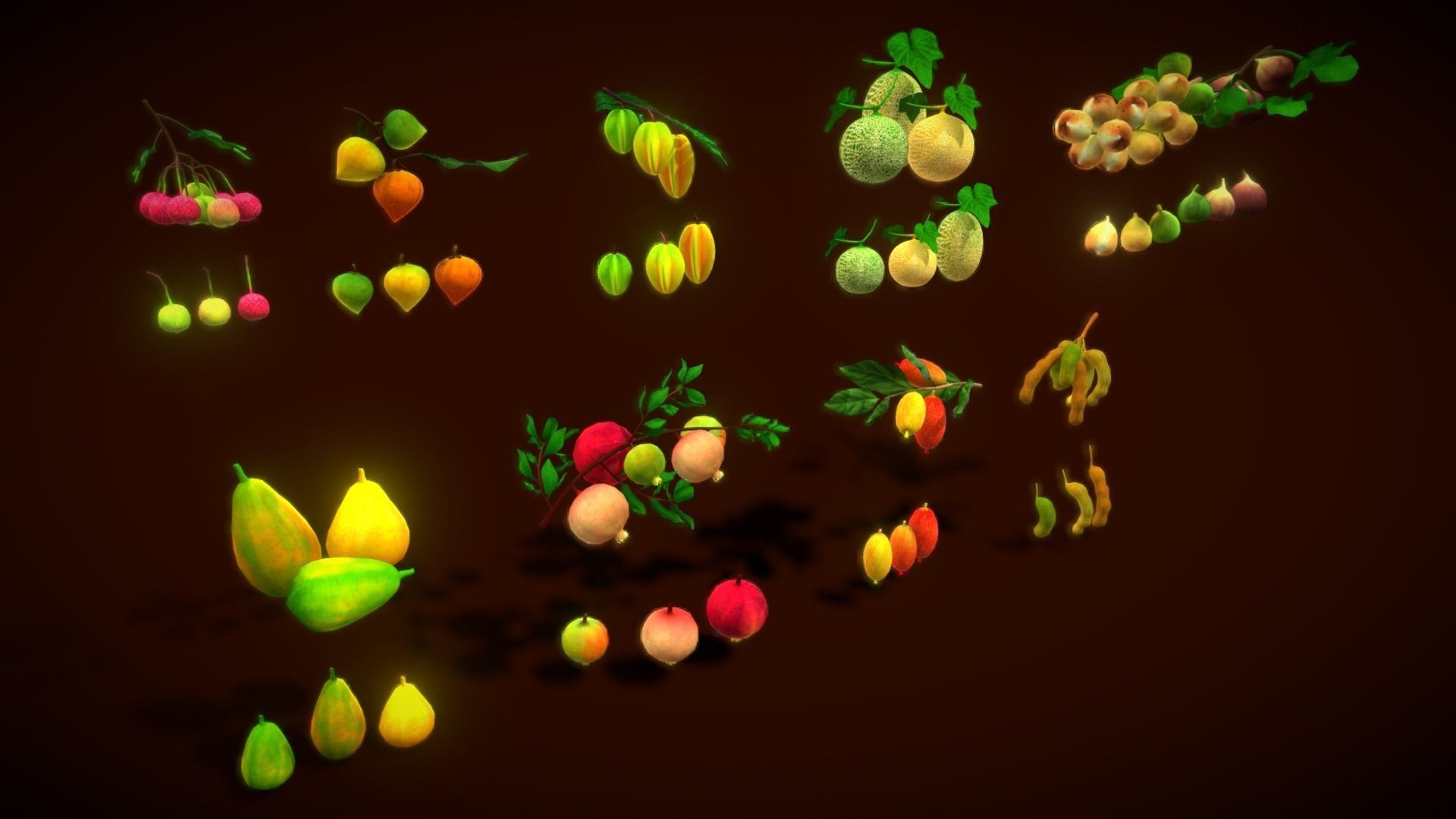 Collection Fruit Path5 Low-poly 3D model_4