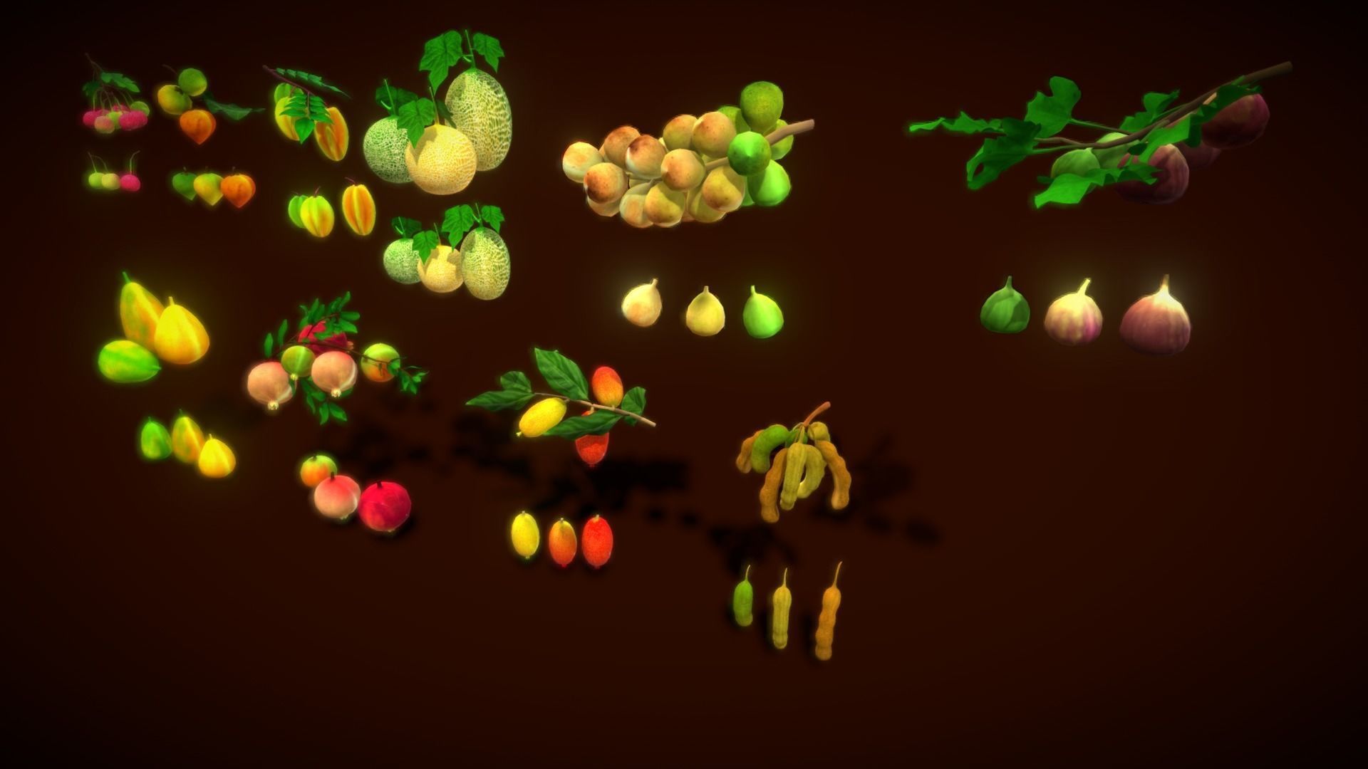 Collection Fruit Path5 Low-poly 3D model_3