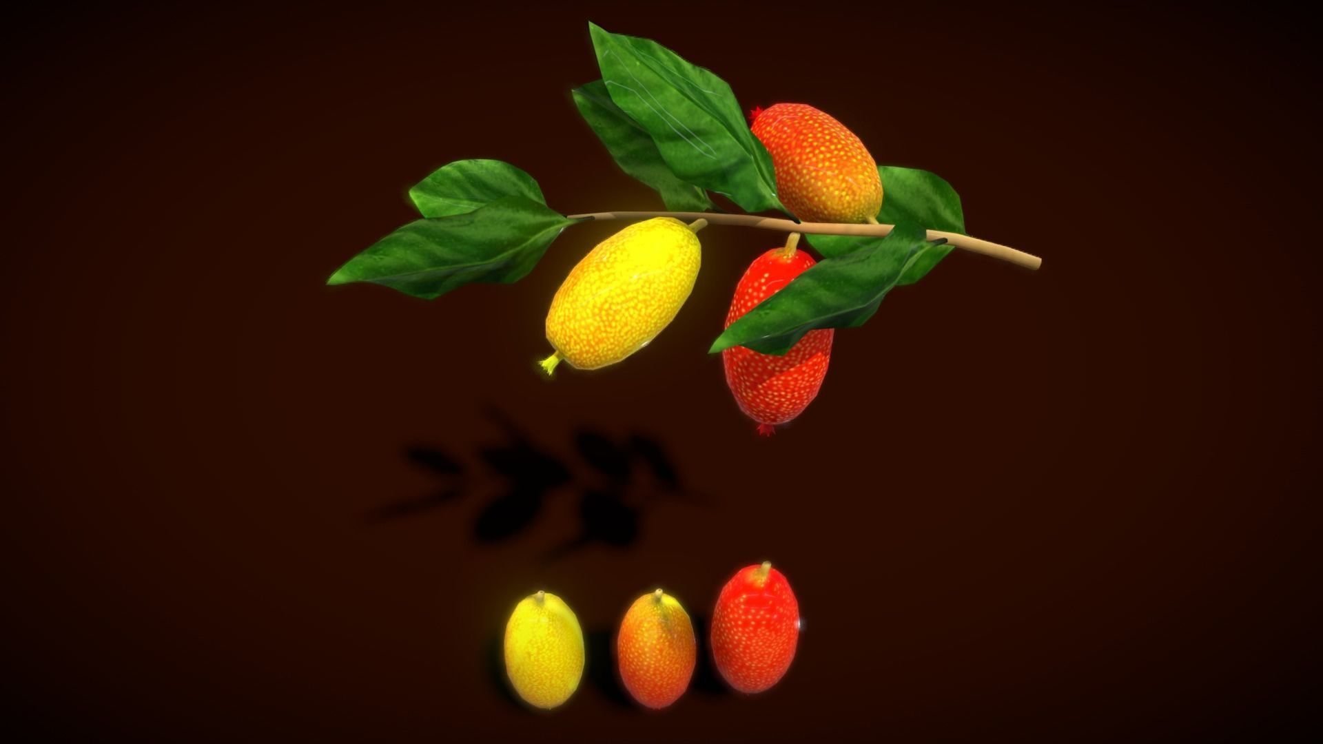 Collection Fruit Path5 Low-poly 3D model_8