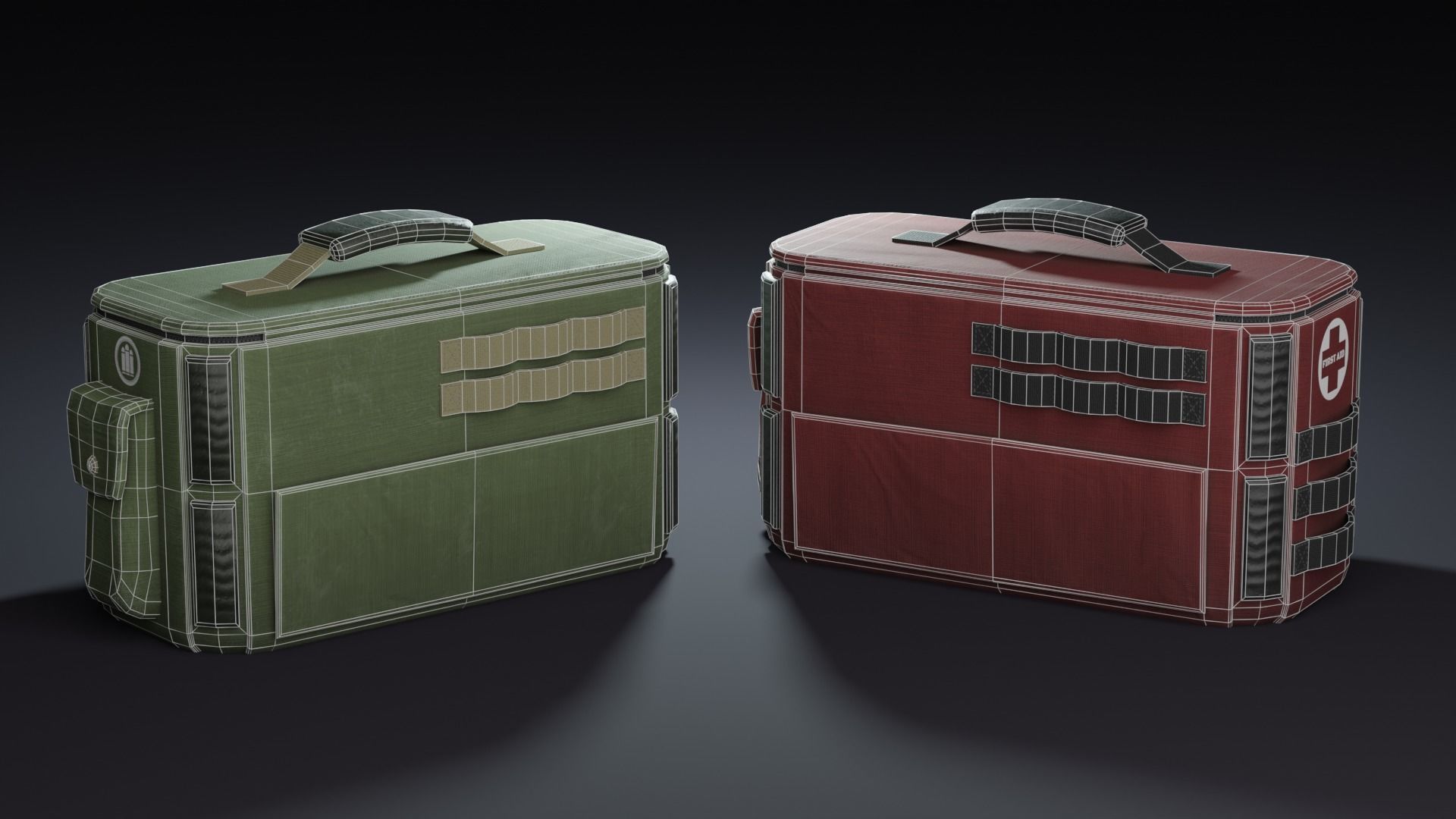 Game ready Medkit and Ammobag Low-poly 3D model_2