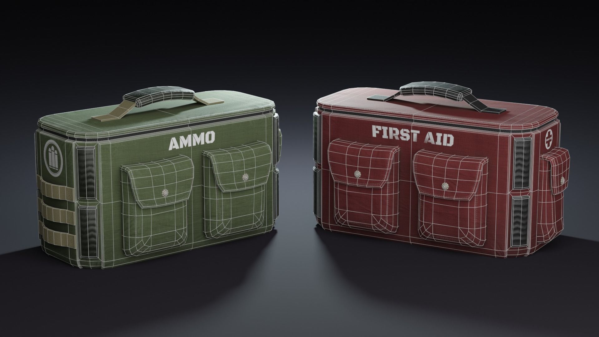 Game ready Medkit and Ammobag Low-poly 3D model_1