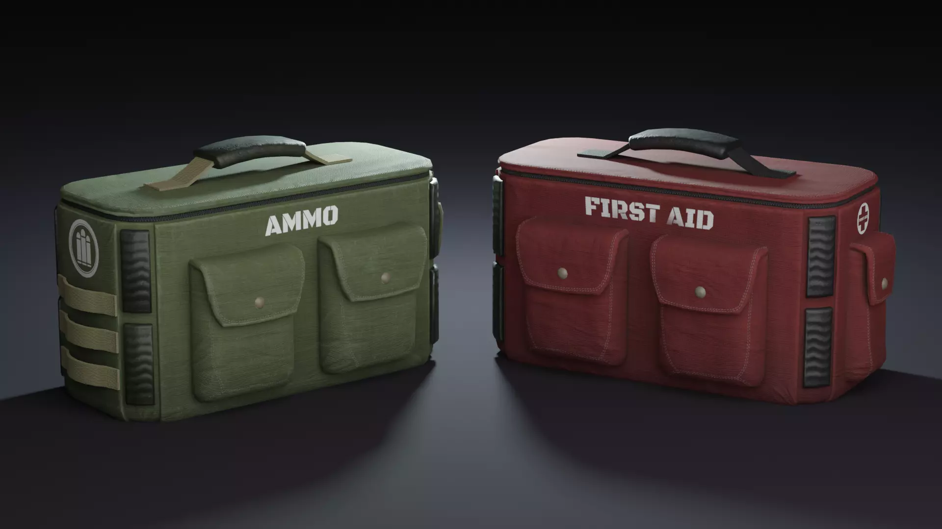 Game ready Medkit and Ammobag Low-poly 3D model_0