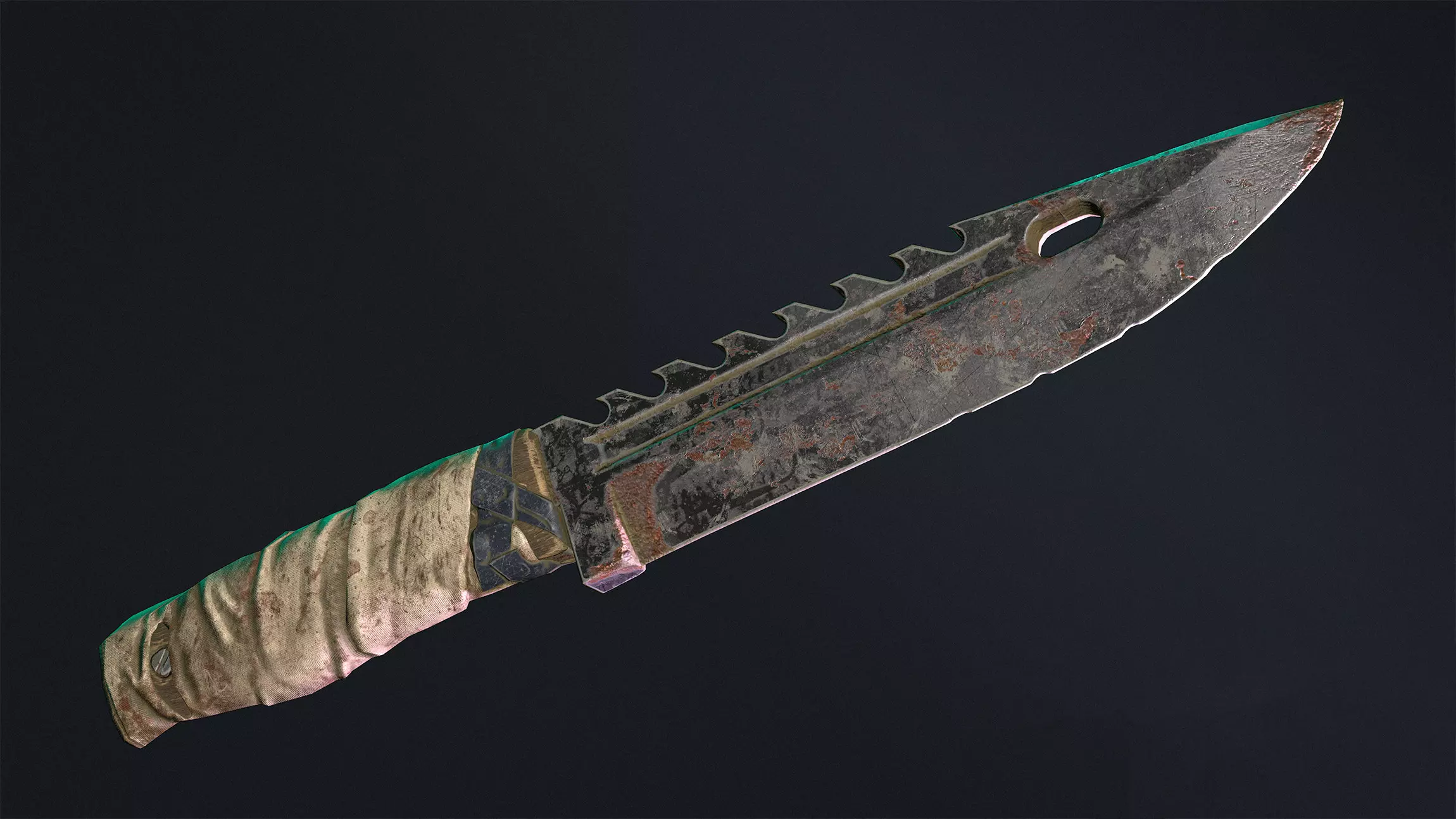 Rusty Combat Knive Low-poly 3D model_0