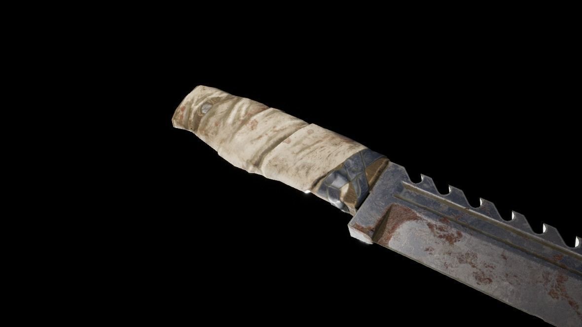 Rusty Combat Knive Low-poly 3D model_4