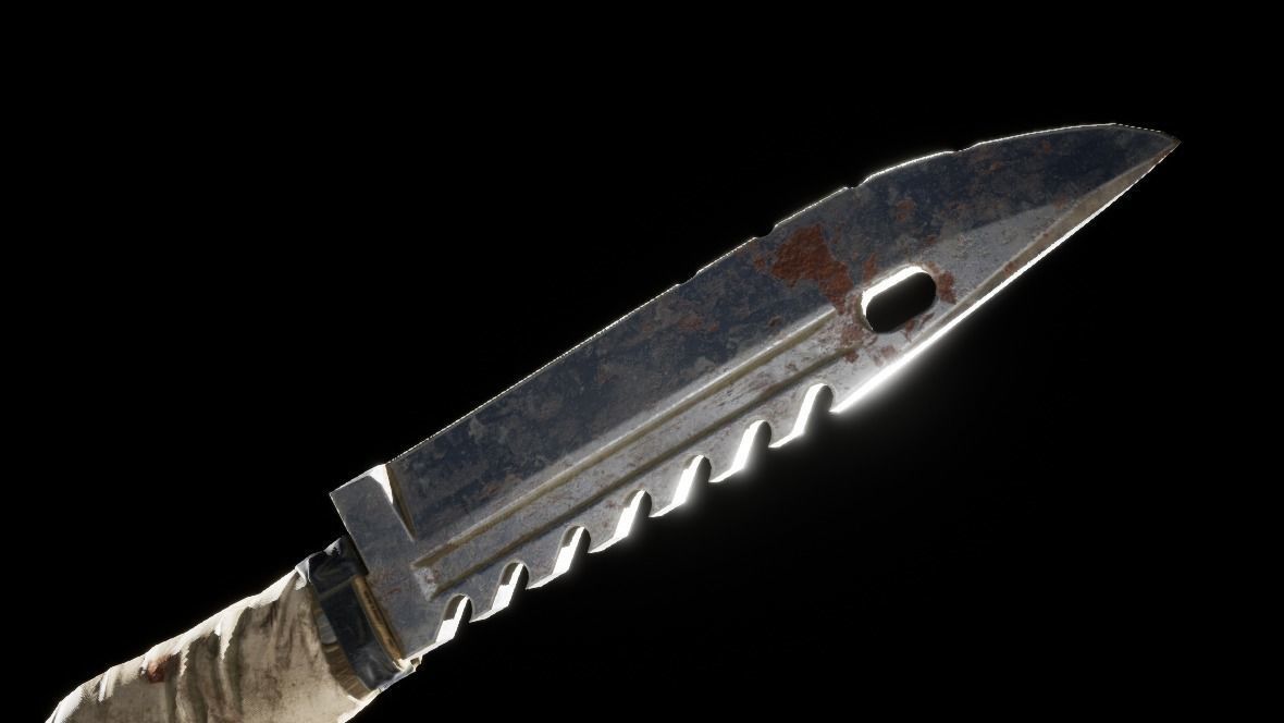 Rusty Combat Knive Low-poly 3D model_3